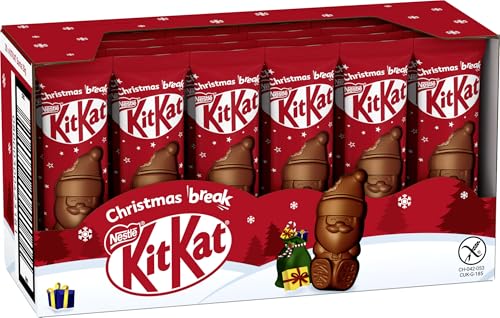 KitKat NESTLÉ KitKat Mini-Weihnachtsmänner aus zartschmelzender Milchschokolade mit Knusperstückchen, einzeln verpackt, 30er Pack (30 x 29g)