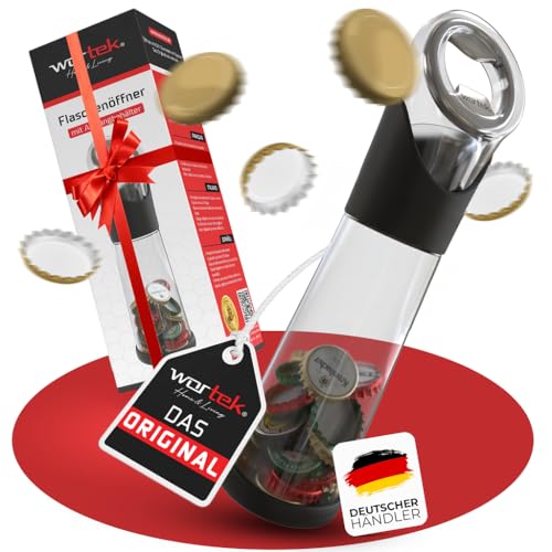 wortek Flaschenöffner mit Auffangbehälter Bieröffner Geschenke für Männer Weihnachtsgeschenke für Männer Geschenke Kleinigkeit Wichtelgeschenk für Männer Geschenke für Papa Geschenk Weihnachten
