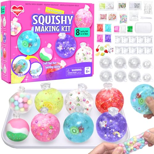 Doodora Squishy Bastelset-Squishy selber Machen Set für Kinder & Erwachsene – DIY Deine eigenen funkelnden Stressbälle mit Zubehör – Lustiges Bastel-Geschenk zum Geburtstag für Kinder ab 6 Jahren