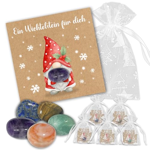5 Wichtelgeschenk Glückssteine(1-3 cm), Nikolaus Geschenke Weihnachtsgeschenke für Kinder, Wichtelstein Wichtel Zubehör, Kleine Geschenke für Adventskalender Kinder, Give Aways Weihnachten Mitbringsel